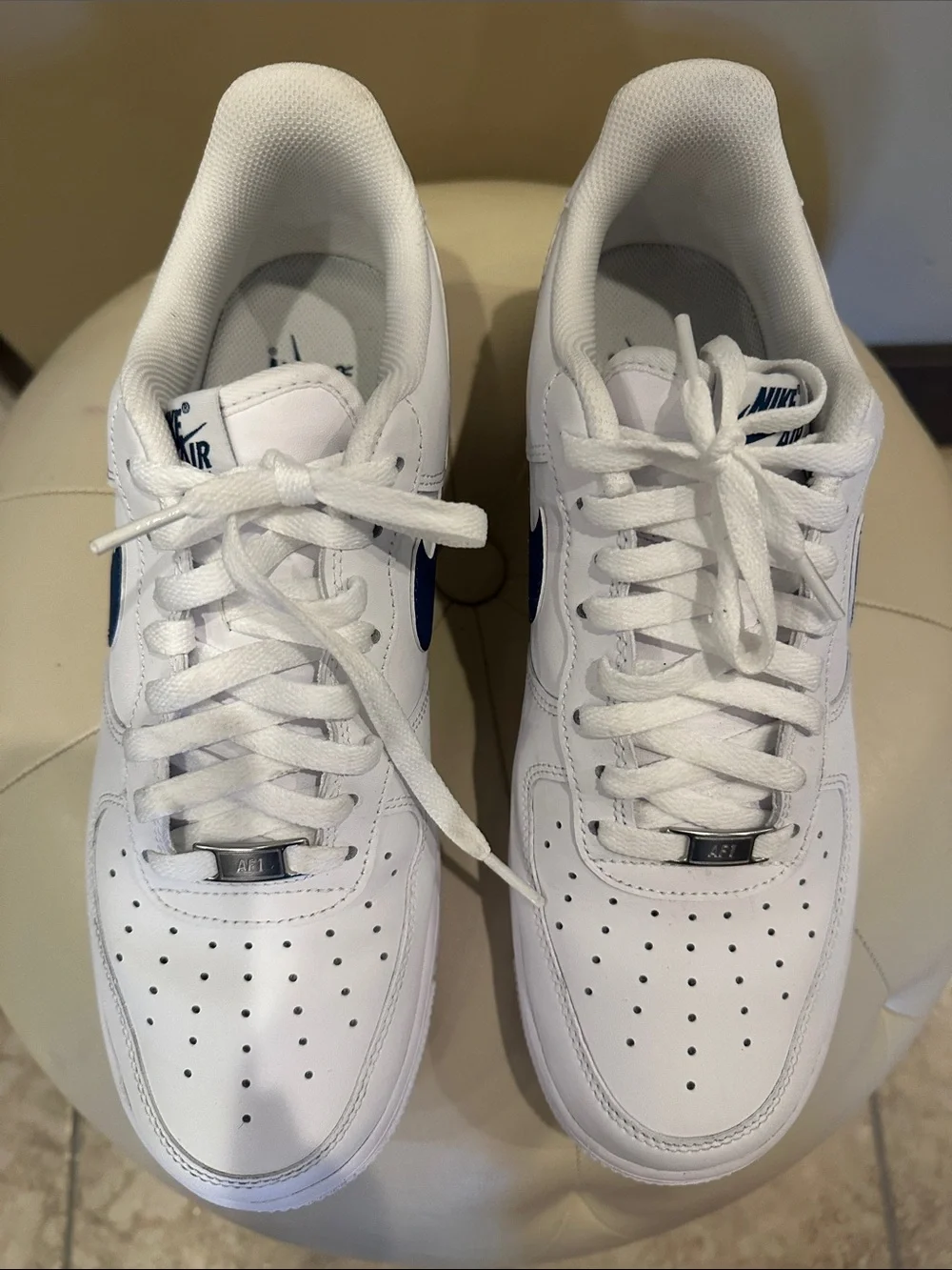 Nike Air Force 1 Skateboard Shoes White/Court Blue - Men's Size 11 -#FJ4146-123
